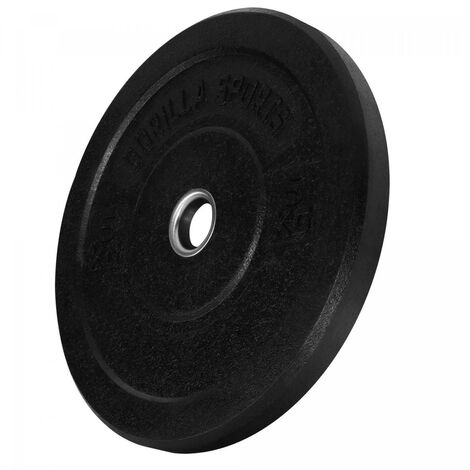 GORILLA SPORTS - Poids disques olympiques Hi Temp avec absorbeur de chocs - Noir - De 2,5 kg à 25 kg - Poids : 5 KG