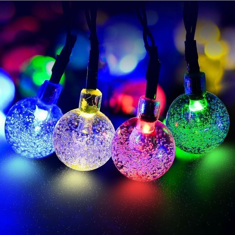 Outdoor Solar Lichterketten, 4.5m 30 LED Kristallkugel Lichterketten mit 2  Beleuchtungsmodi Lichtdekoration für Weihnachten, Baum, Garten, Terrasse,  Balkon, Mehrfarbig