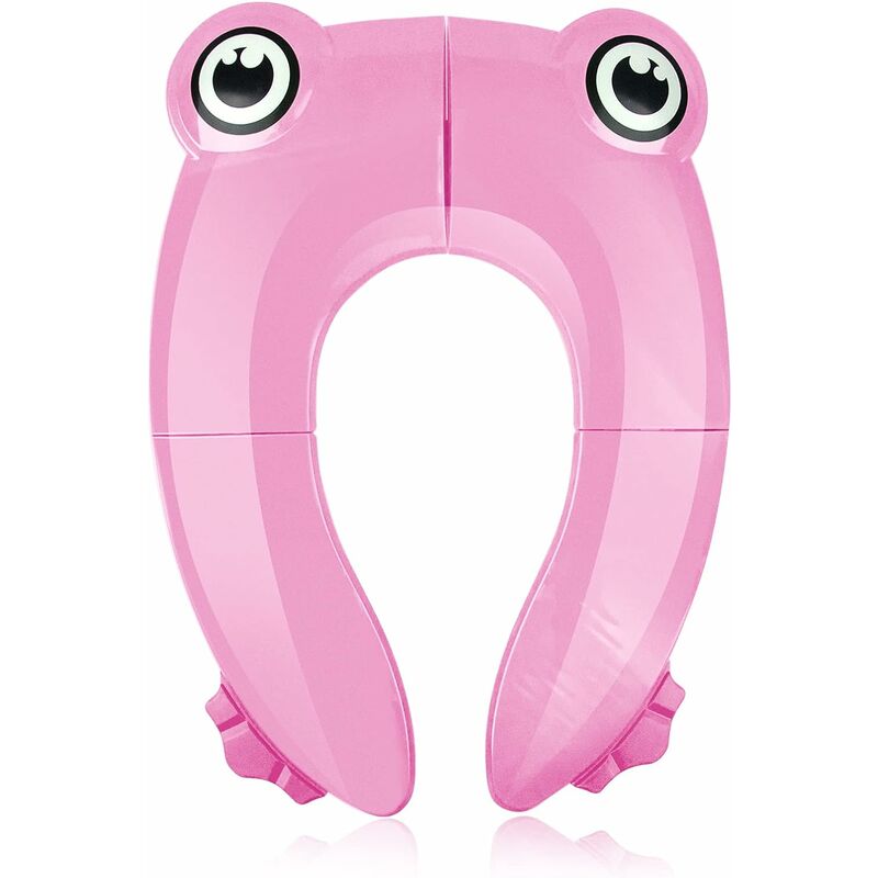 Reise-Toiletten-Reduzierer, Baby-Toiletten-Reduzierer, faltbarer Kinder- Toilettensitz, Kinder-Toiletten-Reduzierer, faltbarer Reise-Toilettensitz  mit 1 Tragetasche, Pink Frog