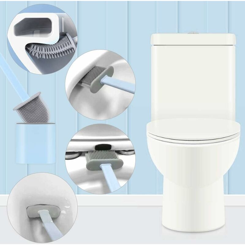 WC-Bürste, WC-Bürste, Silikon-Toilettenbürste, Hängebesen, WC-Bürste, lang mit Hygienehalter mit Wasserfilterbasis und schnell trocknend