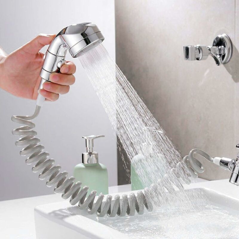 360 ° drehbare Duschhalterung Saugnapf Verstellbare Duschhalterung ohne  Bohren für Badezimmer-Duschkopf-Befestigungszubehör (silber)
