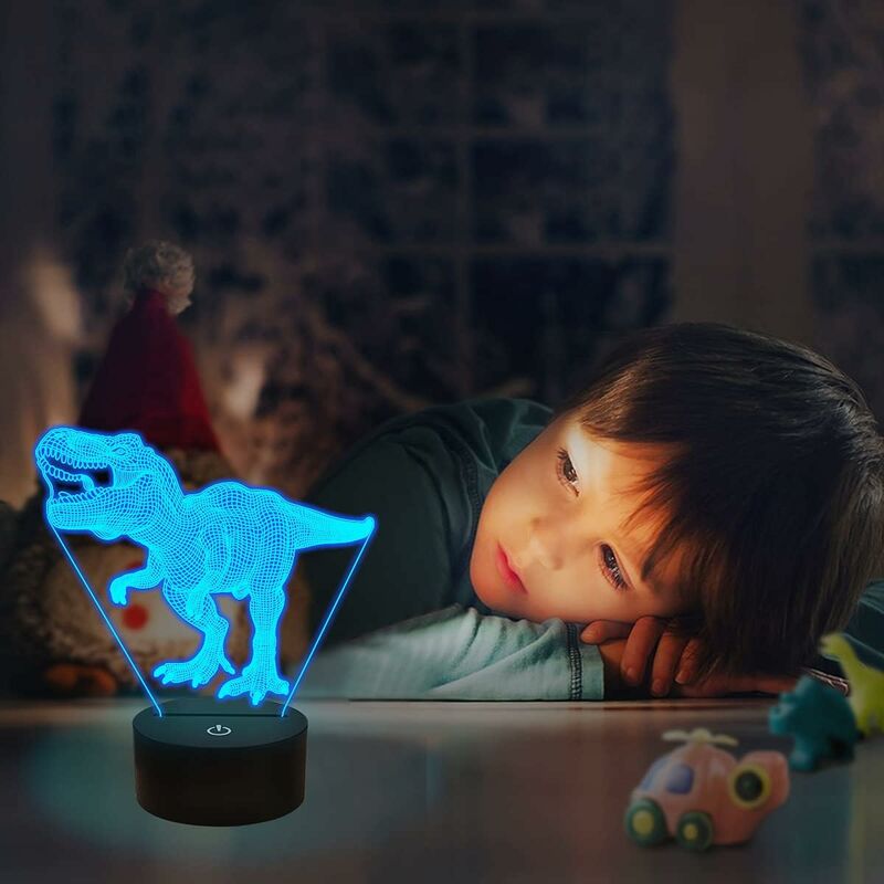 QiLiTd 3D Heftiger T-Rex Lampe LED Nachtlicht mit Fernbedienung 16 Farben 