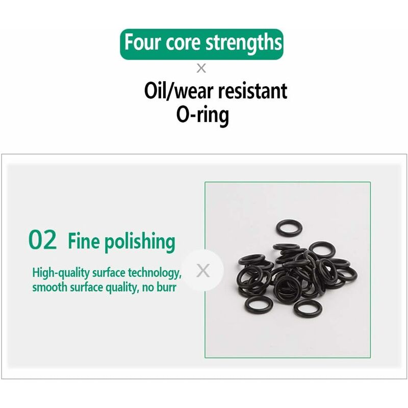 225 Stück Gummi-O-Ringe, 18 Größen O-Ring-Sortiment-Kit, Dichtung,  universelles O-Ring-Sortiment, für die Reparatur von Kfz-Ventilen ZQYRLAR