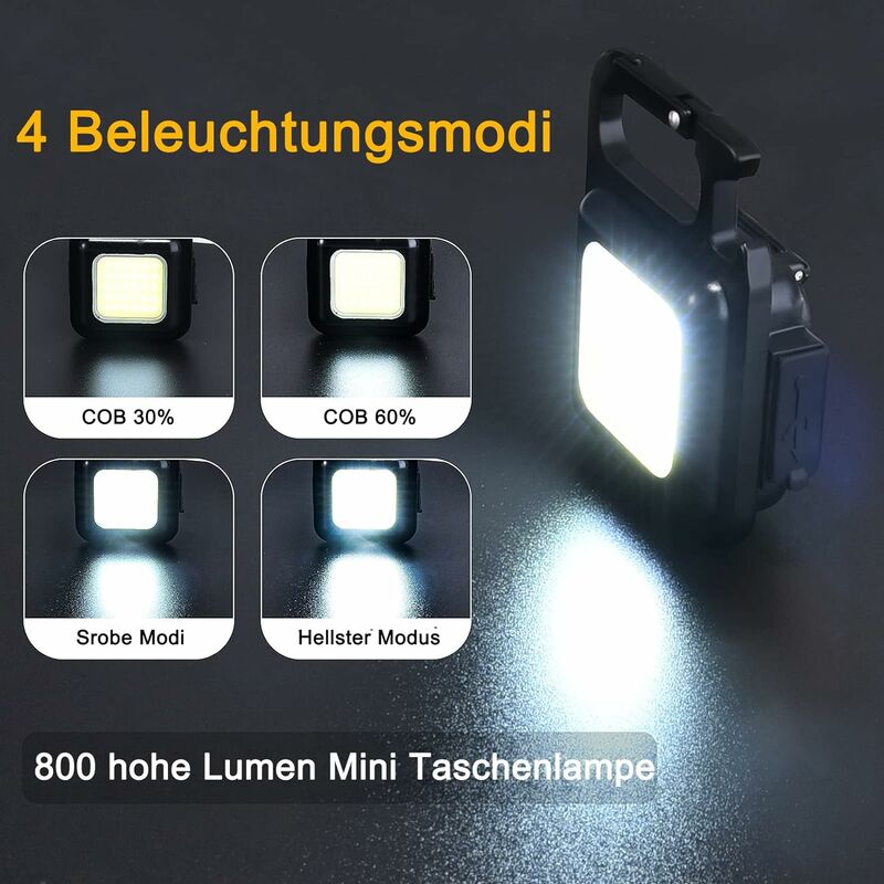 Mini Inspektionsleuchten, 2 Stück 800 Lumen Arbeitsleuchte LED  Werkstattlampe Magnetisches Mechanikerlicht Tragbare Arbeitslampe,4  Lichtmodi COB Taschenlampe für Auto Reparatur [Energieklasse A+++]