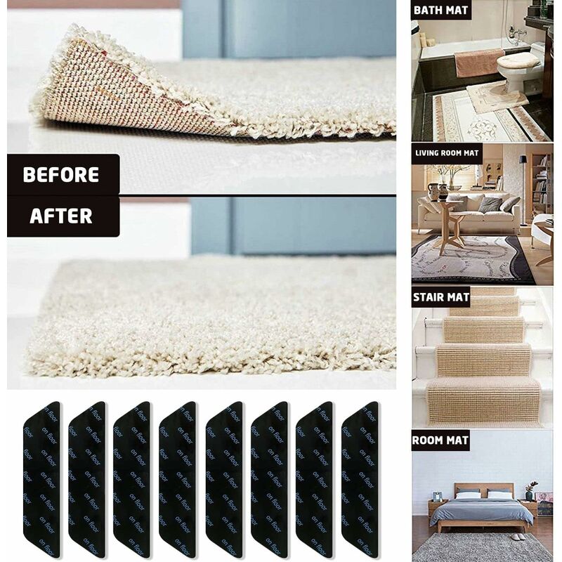 Teppich-Anti-Rutsch-Streifen, 16 Stück – für Holzböden – wiederverwendbar  und vielseitig – für harte Böden. ZQYRLAR