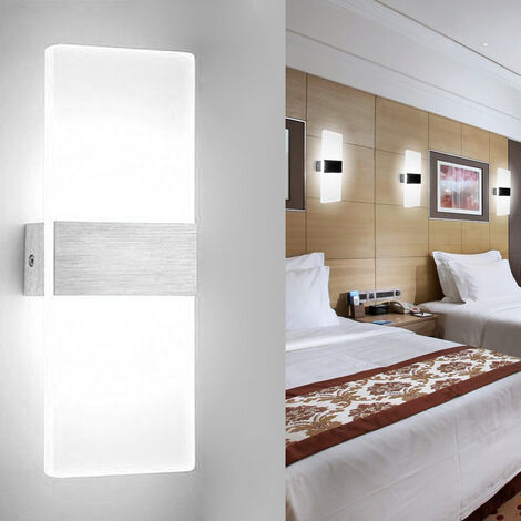 Wandleuchte Innen 12W Wandlampe LED Acryl Wandbeleuchtung Modern für Wohnzimmer Schlafzimmer Treppenhaus Flur Kaltes Weiß