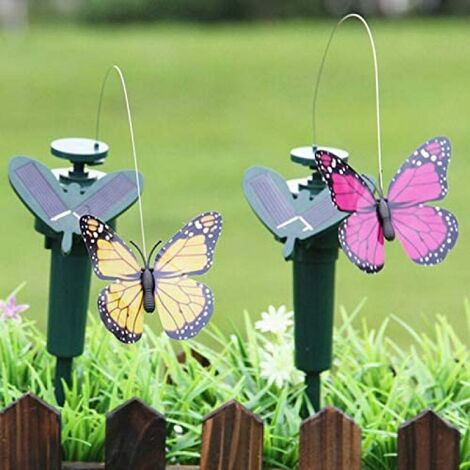 3 Stück solarbetriebene / batteriebetriebene fliegende Schmetterlinge.  Fliegende Schmetterlinge schmücken die Garten- und Hoflandschaft (zufällige  Farben).