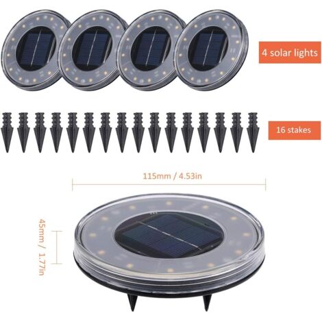 LED-Solar-Stehlampe 4er-Pack, 12 LEDs Solar-Außenbeleuchtung, wasserdicht  IP68, Straßenlaterne, vergrabenes Licht für Weg Garten Terrasse Hof Rasen  (warmweiß)