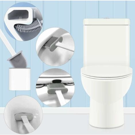 WC-Bürste, WC-Bürste, Silikon-Toilettenbürste, Hängebesen, WC-Bürste, lang  mit Hygienehalter mit Wasserfilterbasis und schnell