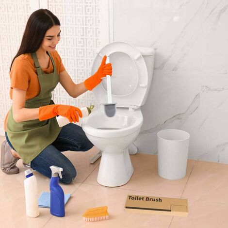 WC-Bürste, WC-Bürste, Silikon-Toilettenbürste, Hängebesen, WC-Bürste, lang  mit Hygienehalter mit Wasserfilterbasis und schnell