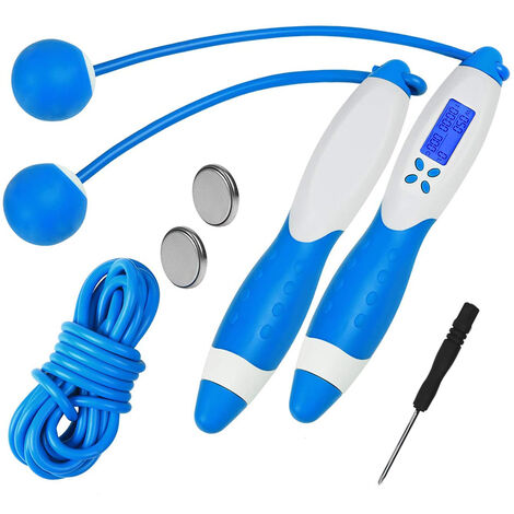 Springseile Fitness Zähler mit Training Kalorienzähler Blau Digitale Drahtlose Seilspringen für Fitness, und weiß