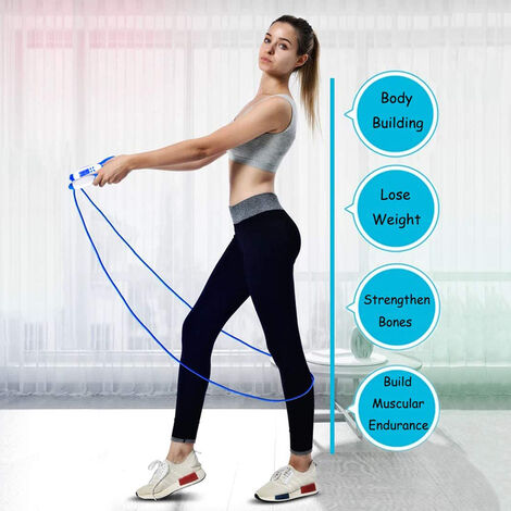 Springseile Fitness Zähler Digitale Drahtlose Seilspringen und Kalorienzähler Blau Fitness, mit für Training weiß