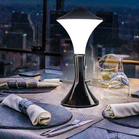 Drahtlose Restaurant-Tischlampe, tragbare wiederaufladbare  Schreibtischlampe mit Schalter Tischlampe im Freien für Café-Bar-Dekoration,  weißes