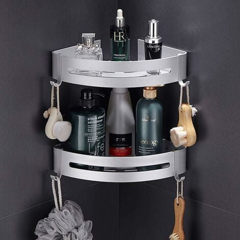 2 Bohren Badezimmerregal Duschregal für Aufbewahrung Shampoo (Eckregal) Aufbewahrung Regale Seife Kein Aluminium Rostfrei