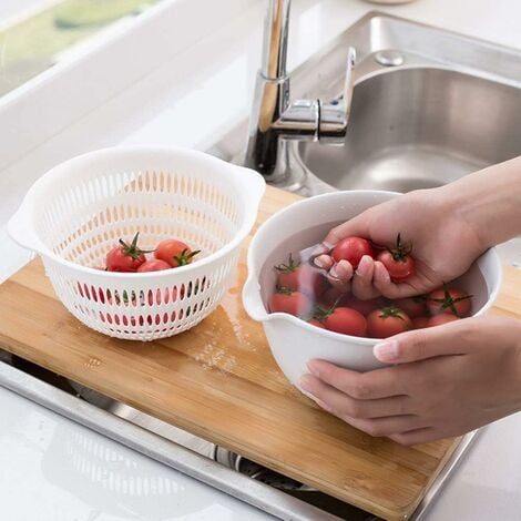 ZQYRLAR 2-teiliges Küchensieb-Sieb-Schüssel-Set, abnehmbare für Gemüse, Siebe-Set Kunststoff-Waschschüssel, Obst, Siebe