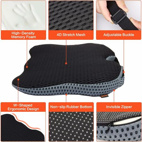 Memory-Schaum-Sitzkissen, orthopädisches Steißbein-Sitzkissen zur  Steißbein-Schmerzlinderung, Memory-Schaum, Autositz, Bürostuhl oder  Rollstuhl (schwarz) –