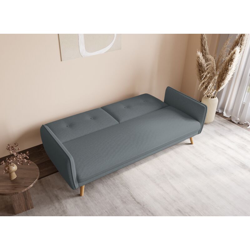 Canapé Clic-clac 3 Places En Tissu Marlon - Style Contemporain, Couleur Beige - Dimensions 196x91x91 Cm