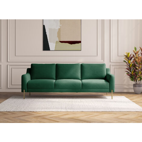 CELINE - Canapé 3 places en velours vert CELINE
