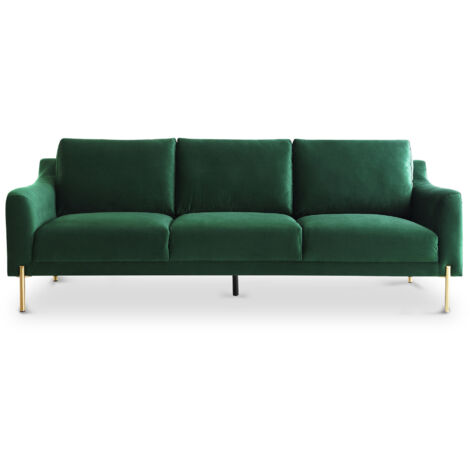 CELINE - Canapé 3 places en velours vert CELINE