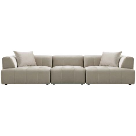 Canapé Droit 4 Places KELIA - Velours Gris, Design Contemporain, Parfait Pour Votre Salon - 4