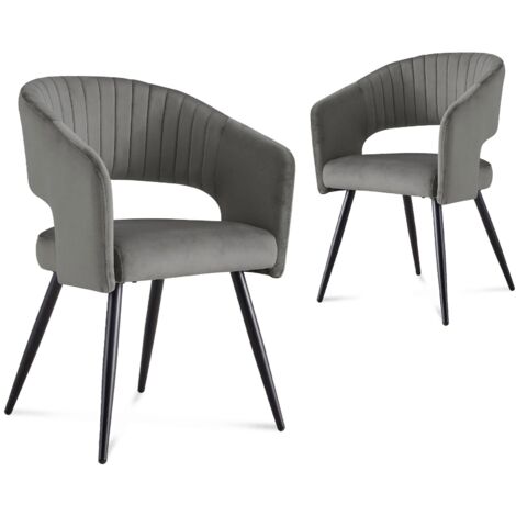 Lot de 2 chaises design en velours gris GLORIA (1/5)