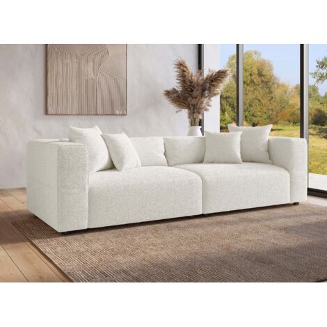 Canapé 4 places effet peau de mouton beige EVELYNE