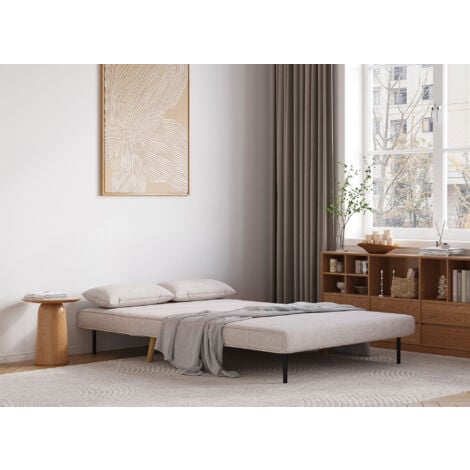 TONKA - Banquette convertible 2 places en tissu beige TONKA