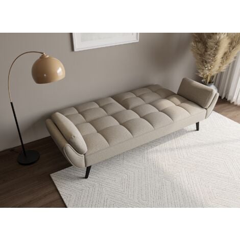 Canapé clic clac 3 places en tissu beige NARA