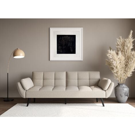 Canapé clic clac 3 places en tissu beige NARA