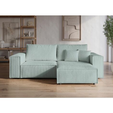 Canapé d'angle convertible et réversible avec coffre en velours