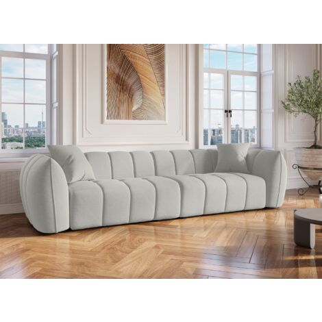Deco In Paris – Canapé droit 4 places en tissu gris – Largeur 280 cm – Dossier moelleux – Assise en mousse – Structure en bois (1/5)