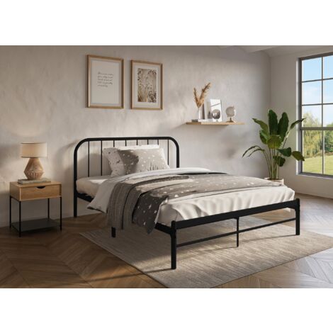 Deco In Paris – Lit double en métal noir 160x200 cm – Structure robuste – Design épuré – Dimensions couchage 160x200 cm – Largeur 161 cm – Hauteur 35/95 cm (1/5)