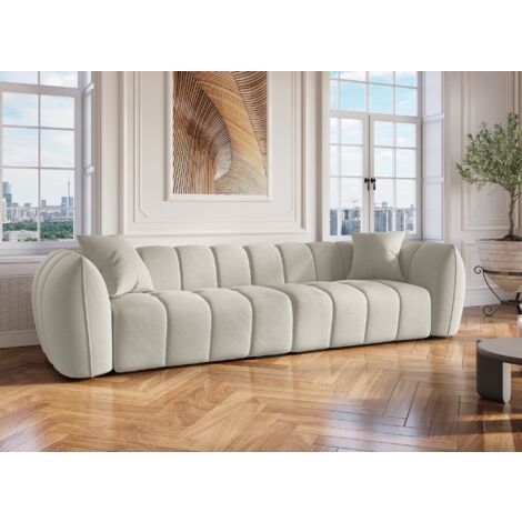 Canapé 4 places en tissu beige ALISSA