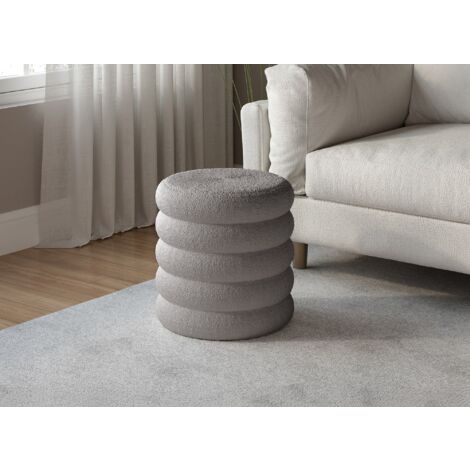 Pouf coffre en tissu effet peau de mouton gris BALTO (1/4)
