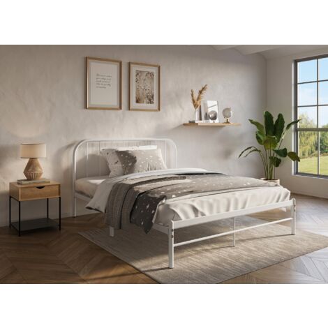 Deco In Paris – Lit double en métal blanc 160x200 cm – Structure robuste – Design épuré – Confort optimal pour chambre moderne (1/5)