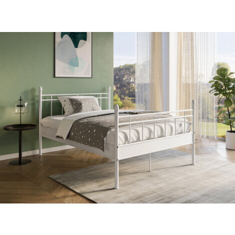 Lit double en métal blanc KADY 160 x 200 cm (1/5)