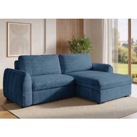Canapé d'angle convertible et réversible avec coffre en velours (1/5)