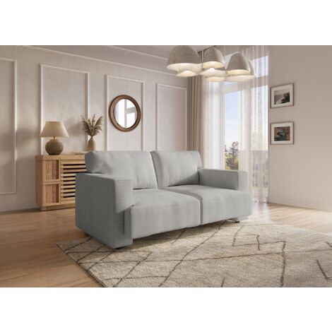 Deco In Paris – Canapé droit 2 places en tissu gris – Dimensions 172x98x81 cm – Assise moelleuse et pieds métal – Pour espaces restreints (1/5)