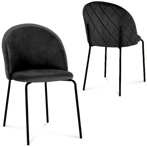 Lot de 2 chaises design en velours noir pieds noirs KENNETH (1/5)