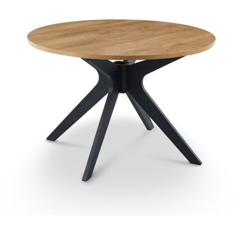 NOVEA - Table à manger ronde design couleur chêne NOVEA