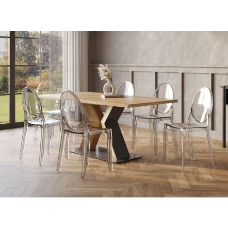 Lot de 4 chaises design en plexi transparent TOLGA