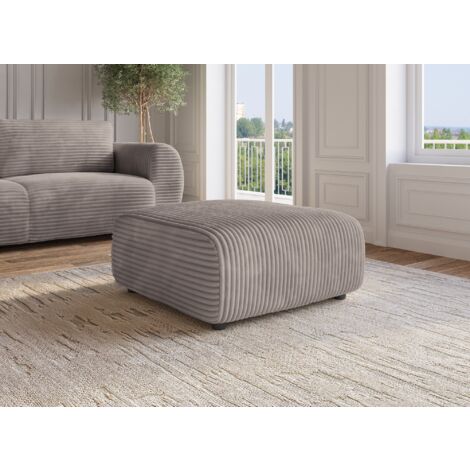 Pouf en velours gros côtelé doux taupe TILDA