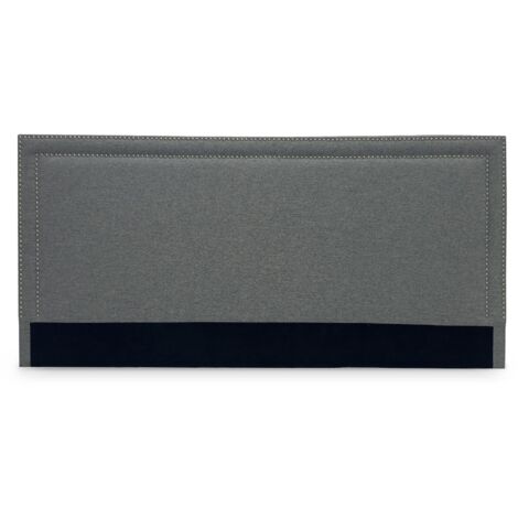 Tête de lit cloutée en tissu lin gris 180 cm LYVE (1/4)