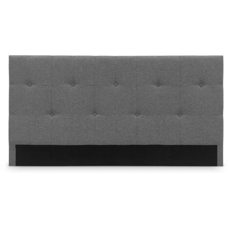 Tête de lit capitonnée en tissu gris 160 cm DOMICE (1/4)