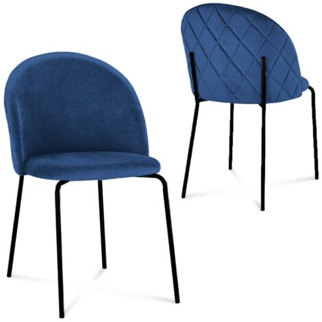 Lot de 2 chaises design en velours bleu pieds noirs KENNETH (1/5)