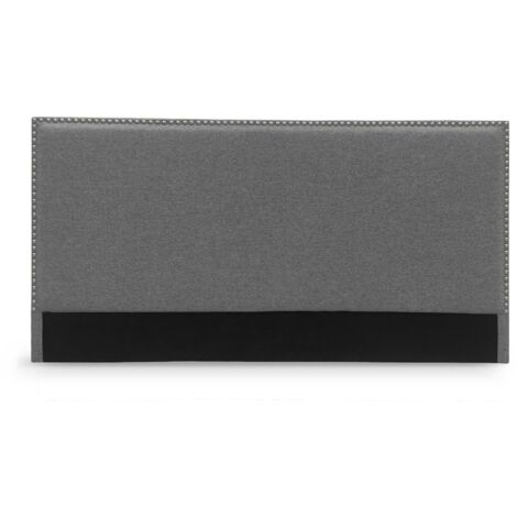 Tête de lit cloutée en tissu lin gris 160 cm LINDA (1/4)