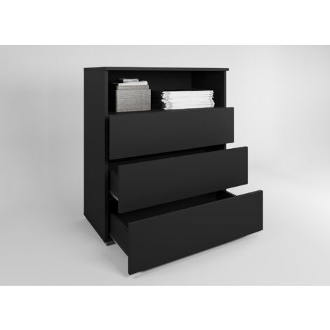 Meuble à chaussures 3 tiroirs et 1 niche noir BAKI (1/3)