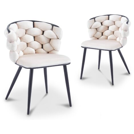 Deco In Paris – Lot de 2 chaises en velours beige – Pieds en métal noir – Hauteur 77 cm – Confort optimal pour salon moderne (1/5)