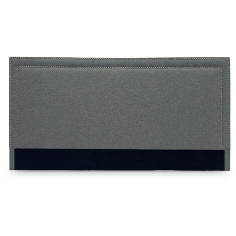 Tête de lit cloutée en tissu lin gris 160 cm LYVE (1/4)