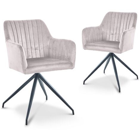 Lot de 2 chaises en velours beige pieds en métal noir RATUS (1/5)